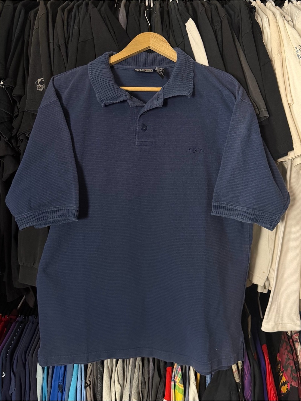 Ocean Pacific Polo Shirt Men’s Large Blue Vintage 90s Surfer Surfwear Button Up